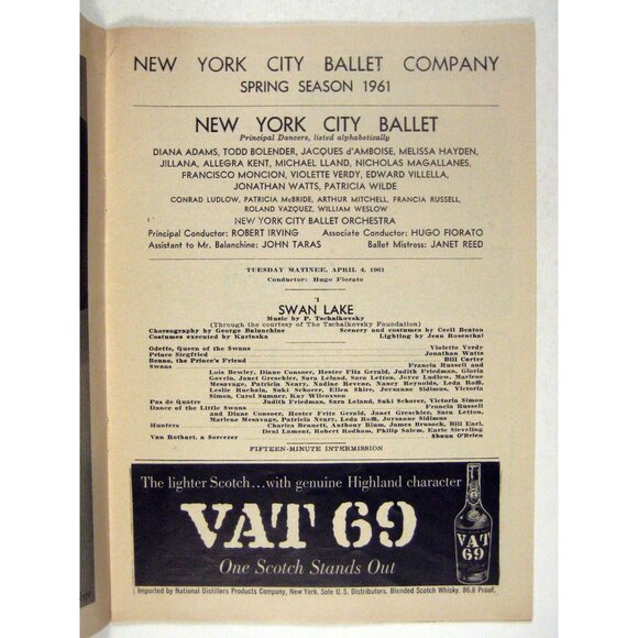 New York City Ballet Playbill April 1961 Swan Lake Violette Verdy Tschaikovsky - Picture 6 of 11